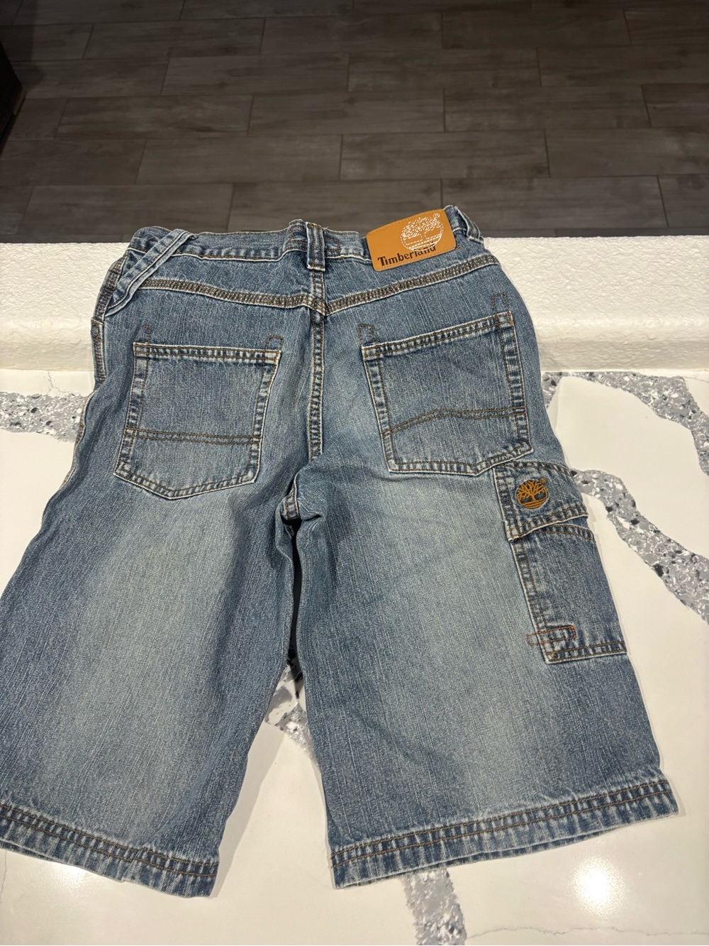 Timberland Light Blue Denim Cargo Shorts with Patch boys 14